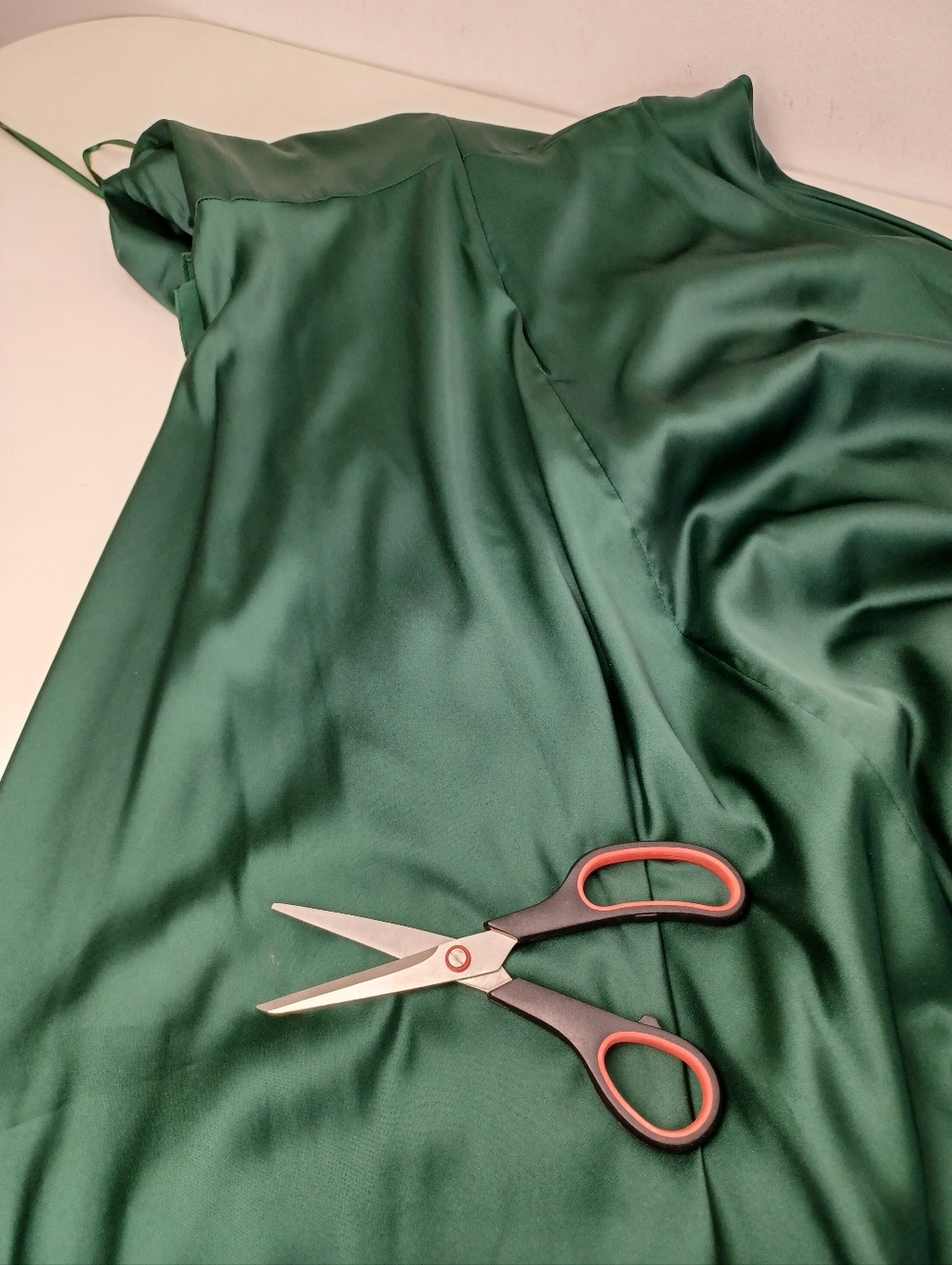 Ieena Mac Duggal Long One Sleeve Asymmetrical Ruffle Hem Gown Size 10 Emerald - Picture 8 of 16